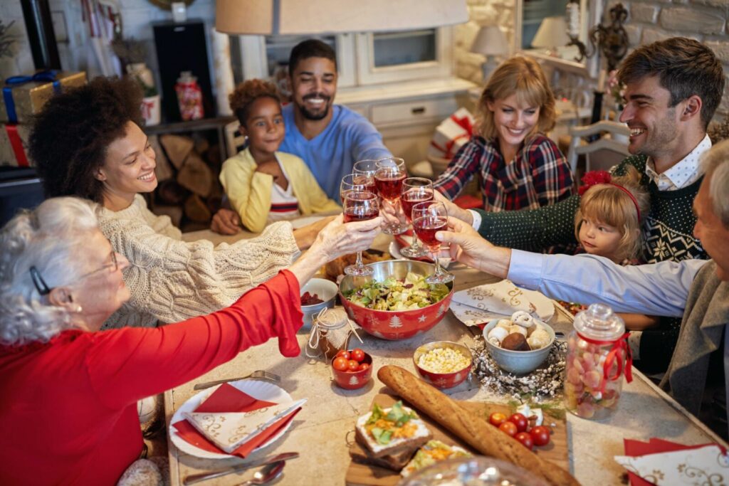 family celebrating holidays